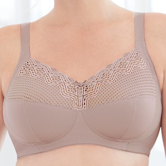Set of 3! 50H Plus-Size Glamorise COMFORT LIFT Wireless Bra SOFT-LACE Taupe NEW - Picture 4 of 14